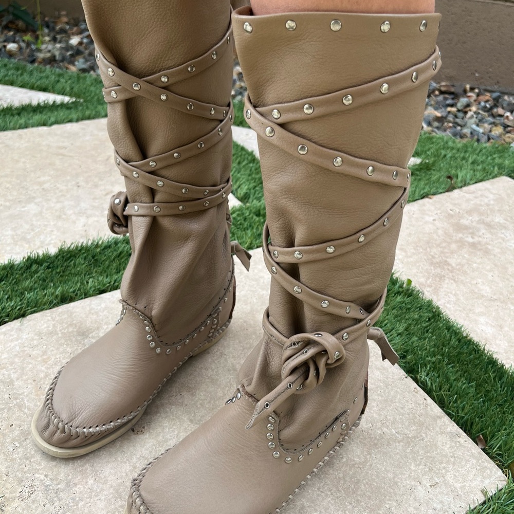 Hector Riccione moccasin boots tan leather - Picture 3 of 15